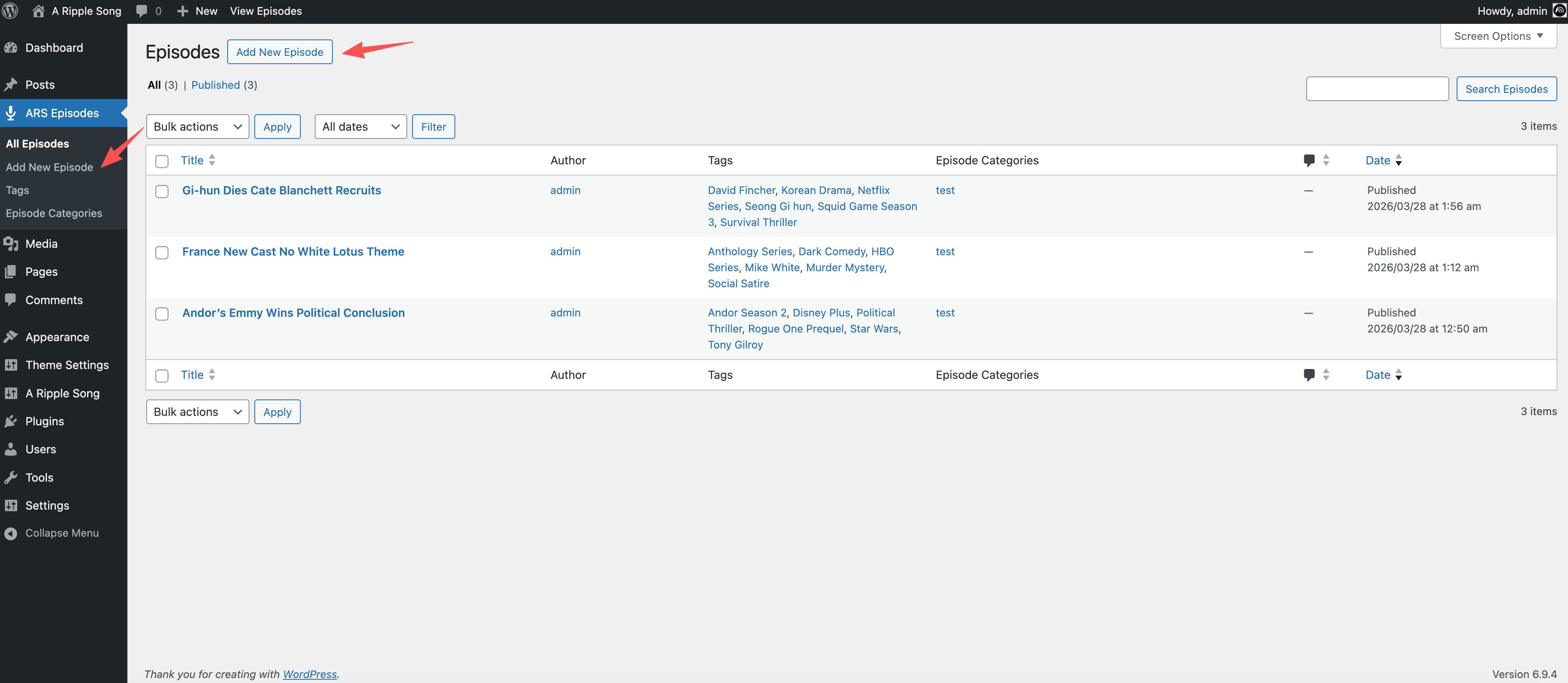 Podcast add page screenshot