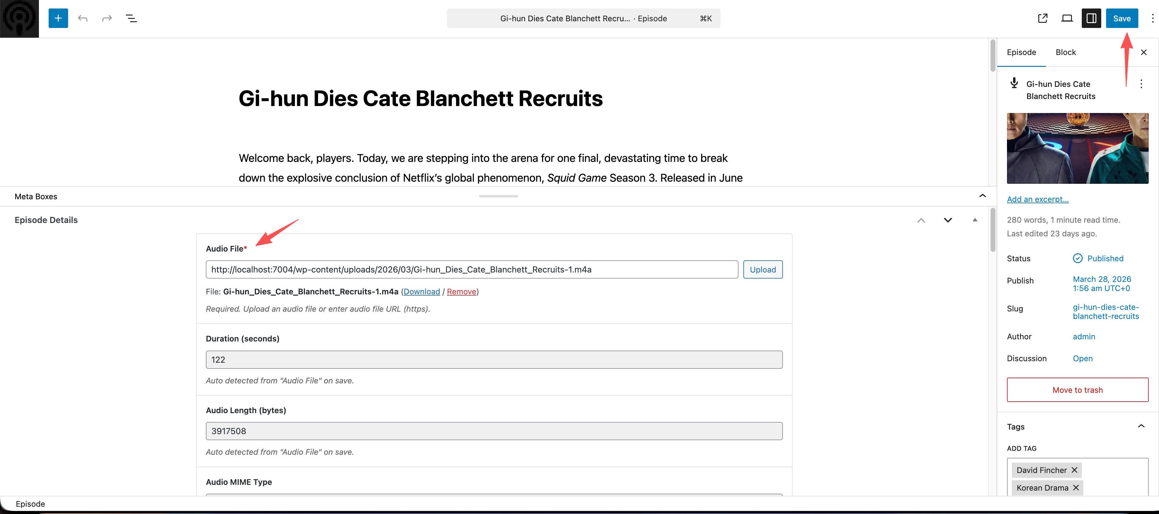 Podcast save screenshot